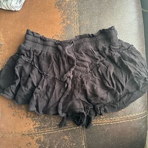 Women's Black Ruffled Shorts